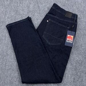NEW Red‎ Bull Distribution Jeans Mens 36x32 Relaxed Taper Dark Wash 10oz Stretch